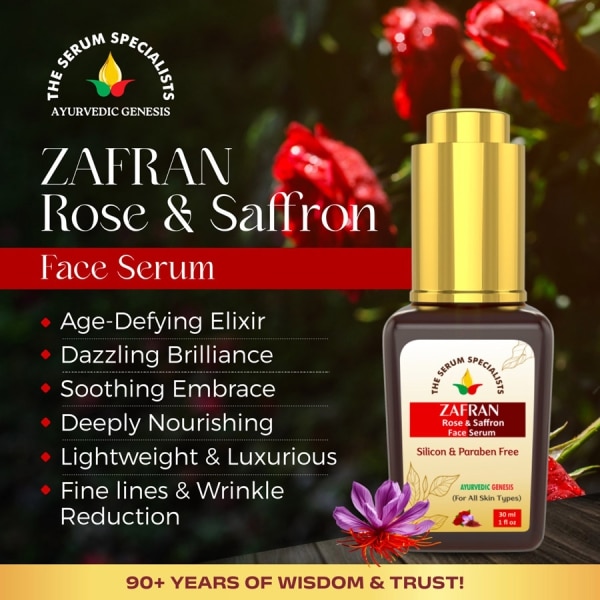 Benefits Zafran Rose and Saffron Face Serum The Serum Specialists Ayurvedic Genesis