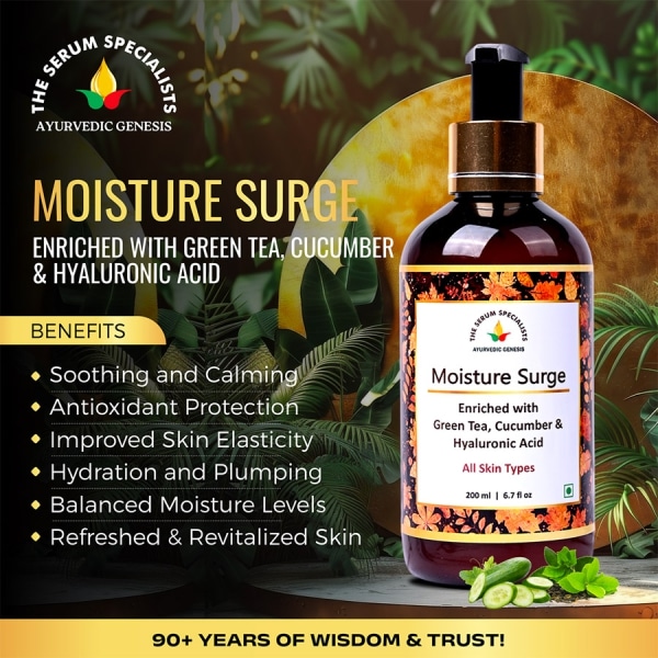 Benefits Moisture Surge Enriched with Green Tea Cucumber Hyaluronic Acid The Serum Specialists Ayurvedic Genesis