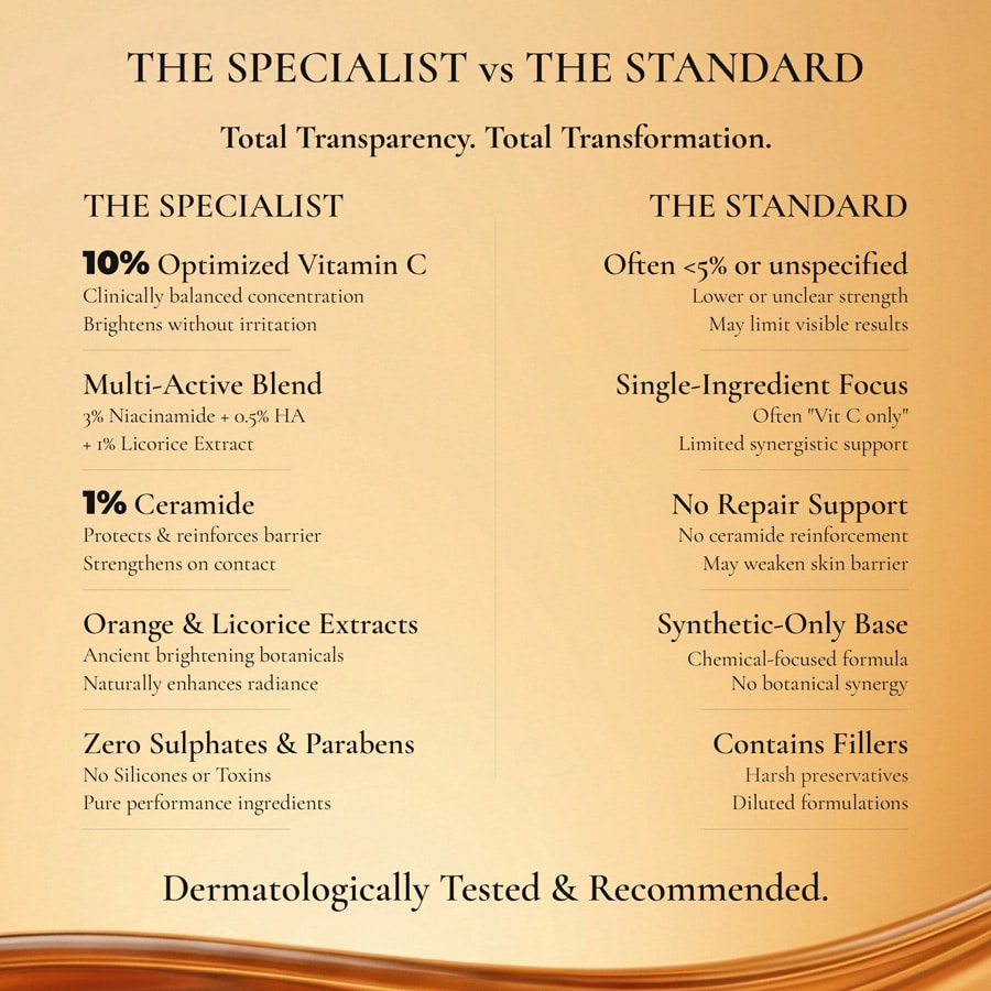 10 Percent Vitamin C Face Serum Comparison with Standard The Serum Specialists