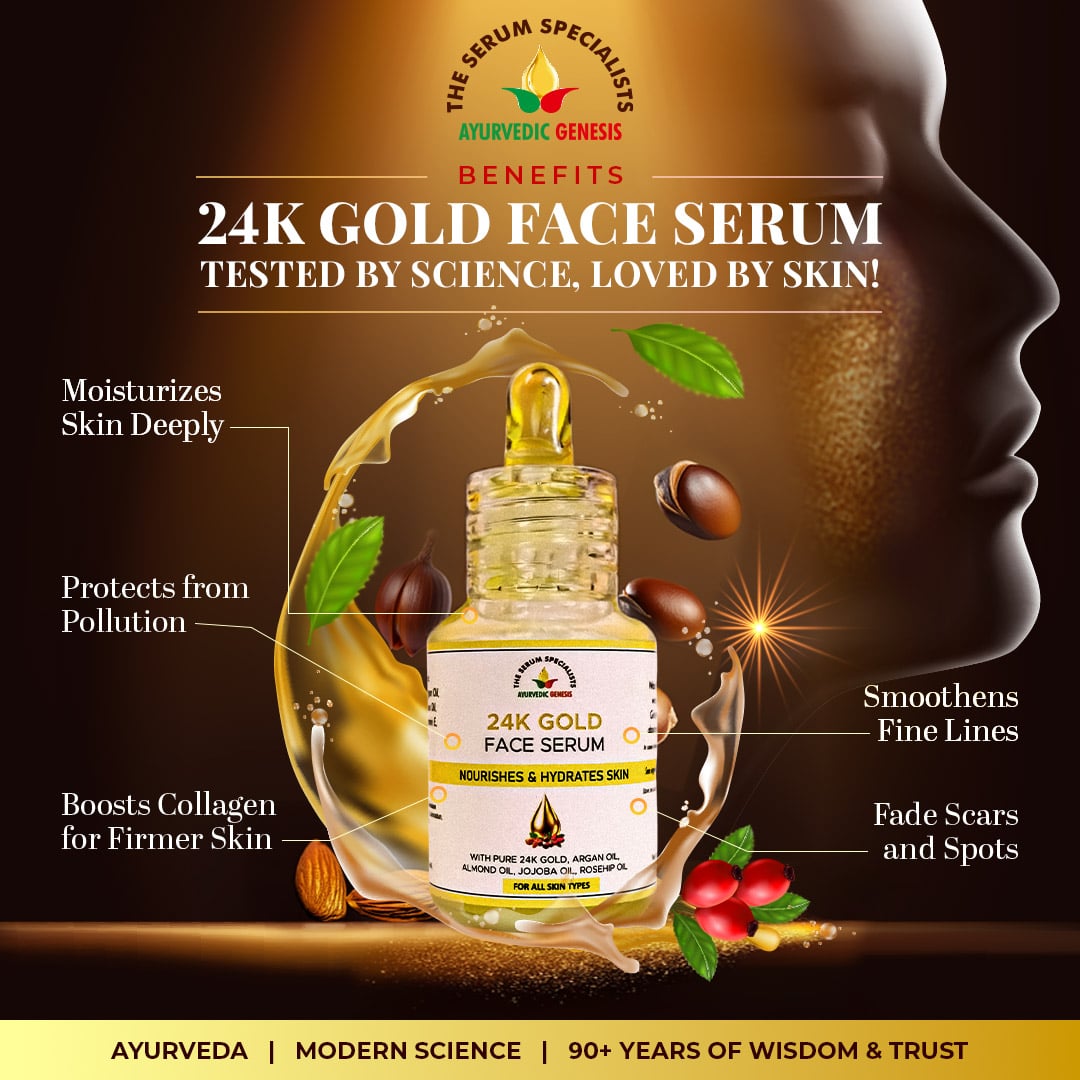 24K Gold Face Serum with Argan, Almond, Jojoba & Rosehip Oils The Serum Specialists